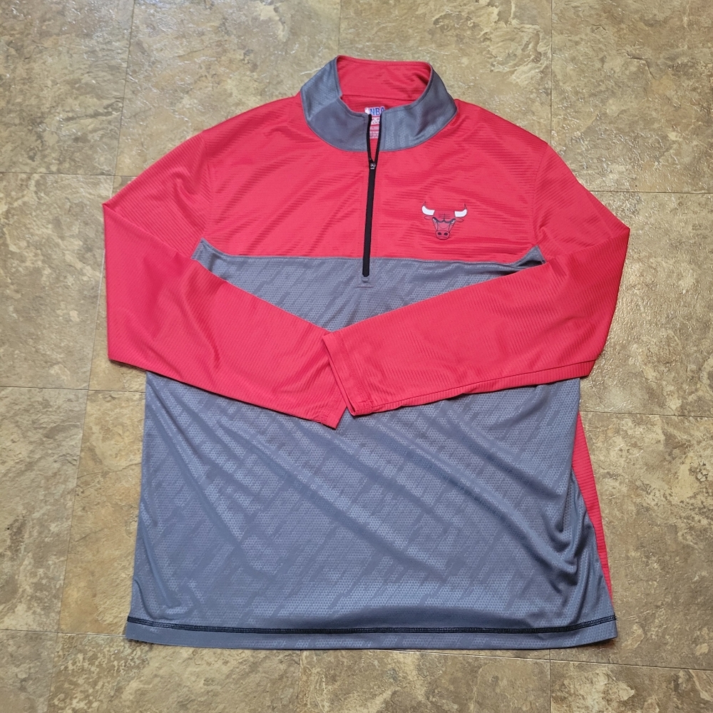 Chicago Bulls NBA TX3 Cool Pullover Mens XL Red Gray Long Sleeve 1/4 Zip
